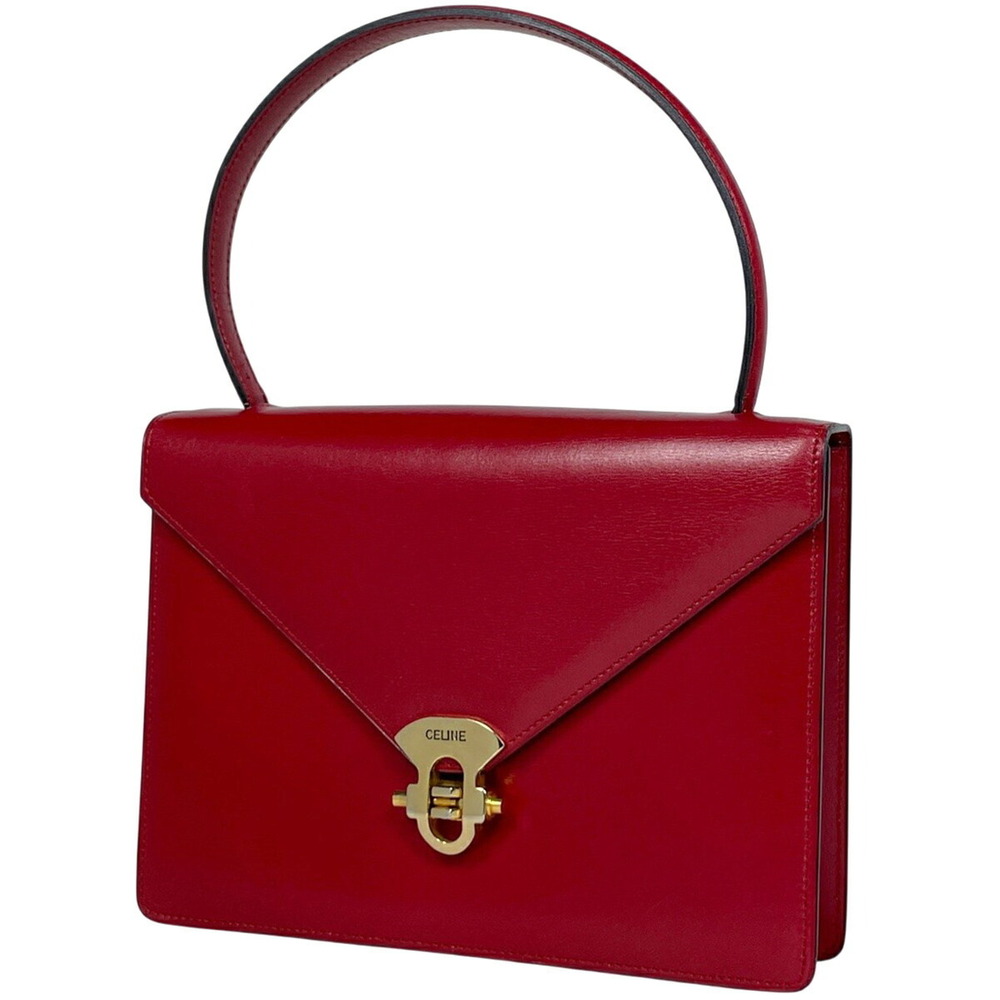 Celine logo handbag tote bag leather red